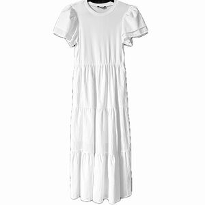 BTFBM Women's White Maxi Dress Size S Beachy Wedding Baby Shower Easter Tiered